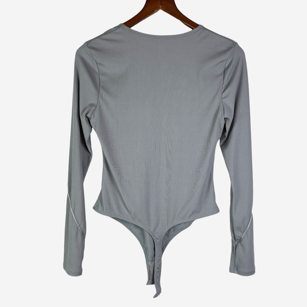 NEW Free People Intimately Victoria Plunge Bodysuit Size L Weathervane Gray Flaw - Picture 7 of 15